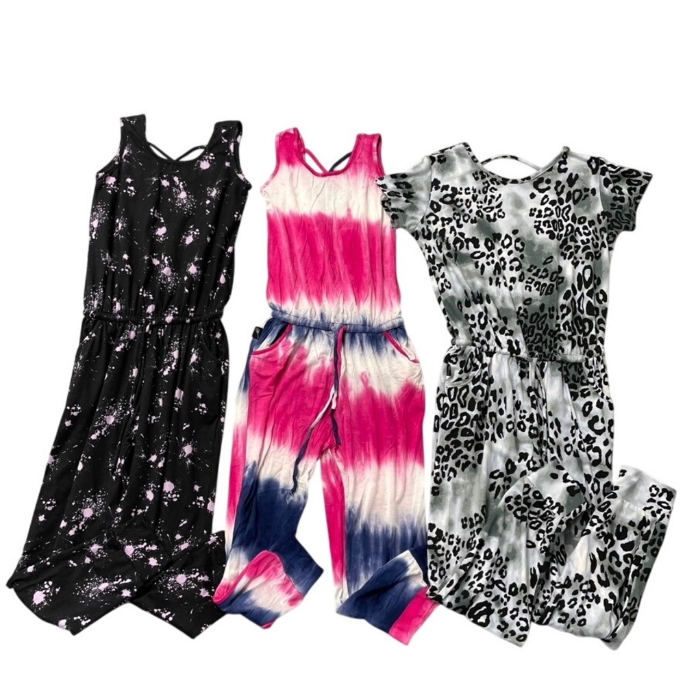 PixieLane Jumpsuit Bundle Girls Size 8 Kids Multicolor Tie Dye Leopard Splatter